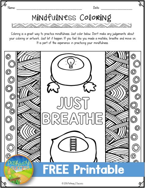 Simple and free mindfulness coloring pages to help with self-regulation! Mindfulness Coloring Pages, Mindfulness Coloring, Mindfulness Colouring, Counseling Lessons, Elementary Counseling, Social Emotional Learning Activities, Learning Support, School Social Work, Counseling Activities