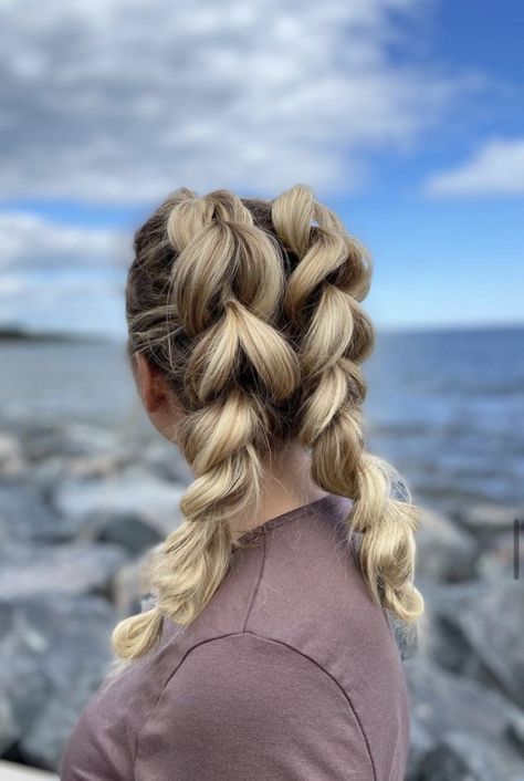 Double Bubble Braid, Bubble Braid Hairstyles, Medium Length Blonde, Bubble Braid, Hairstyles Bubble, Bubble Ponytail, Bubble Braids, Pigtail Braids, Fun Hair