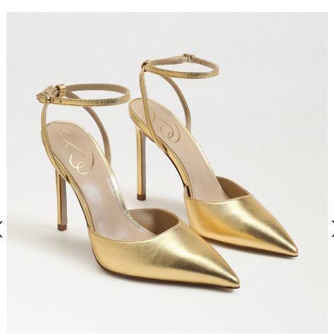 Gold Heels Wedding, Reception Shoes, Gold High Heels, Metallic Pumps, Strappy High Heels Sandals, Shoes Heels Classy, Ankle Strap Sandals Heels, Bridal Heels, Gold Pumps