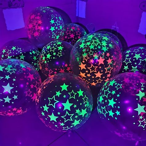 Glow Balloons, Balloon Glow, Star Balloons, Kids Favors, Star Night Light, Balloons Party, Birthday Party Balloon, Black Balloons, Happy Birthday Balloons