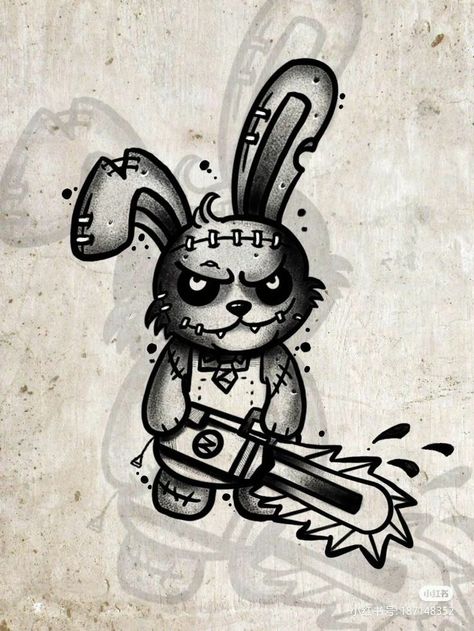 Scary Bunny Drawing, Voodoo Doll Tattoo, Tattoo 2024, Nightmare Before Christmas Tattoo, Tattoo Time, Doll Tattoo, Doll Drawing, Bunny Tattoos, Tattoo Zeichnungen