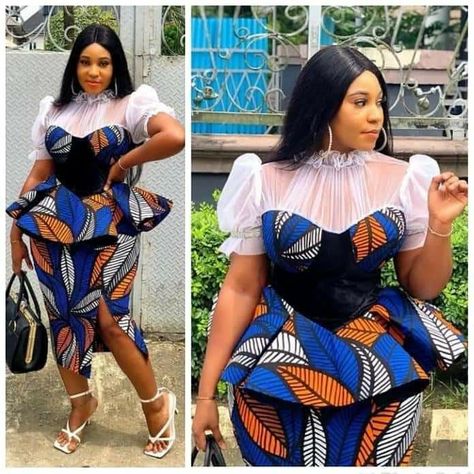 Ankara Peplum Styles For Women, Peplon Tops Ankara And Skirt, Top And Skirt Ankara Styles, Peplum Gown Ankara, Latest Ankara Peplum Tops And Skirt, Ankara Skirt And Blouse Styles Peplum Tops, Short Skirt And Top Ankara Styles, Ankara Peplum Gown Styles, Peplum Top And Skirt Ankara