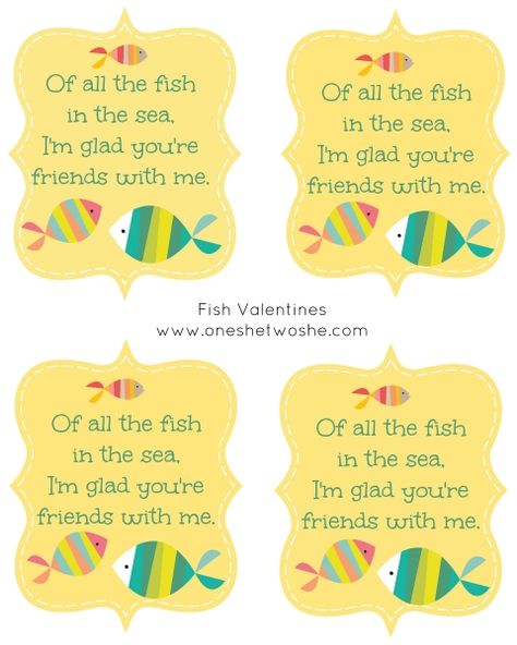 Fish Valentine Printable ~ Perfect with Goldfish Crackers! www.oneshetwoshe.com Snack Sayings, Fish Valentines, Goldfish Snack, Sea Printable, Gummy Fish, Valentines Printable, Goldfish Crackers, Fish In The Sea, Happy Hearts Day