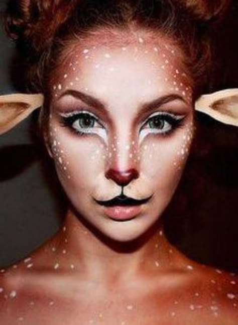 Deer Halloween Makeup, Xmas Makeup, Fantasy Make-up, Deer Makeup, Halloweenský Makeup, Halloween Make-up Looks, Holloween Makeup, Christmas Eye Makeup, Animal Makeup