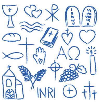 Christian doodles symbol set vector 1974949 - by kytalpa on VectorStock® Biblical Doodle Art, Christian Pattern Design, Christian Drawings Doodles, Christian Drawings Ideas, Historic Christian Symbols, Small Bible Doodles, Easter Doodles Christian, Early Christian Symbols, God Doodle Art