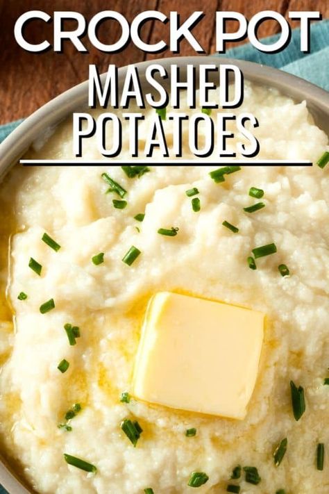 These Slow Cooker Mashed Potatoes are easy to make and a huge time saver.  Use my fool-proof method for the creamiest crock pot mashed potatoes. #itisakeeper #potatoes #mashedpotatoes #Thanksgiving  #slowcooker #crockpot  #dinner #sidedish Slow Cooker Mashed Potatoes, Potatoes For Dinner, Delicious Potatoes, Crockpot Mashed Potatoes, With Mashed Potatoes, Garlic Chives, Keto Side Dishes, Hams, Healthy Sides