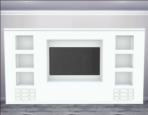 Built In Tv Unit, Built In Tv Wall Unit, Built In Tv, Sims 4 Bedroom, Sims 4 Cc Furniture, Tv Wall Unit, Sims 4 Build, Sims 4 Cc, Wall Unit