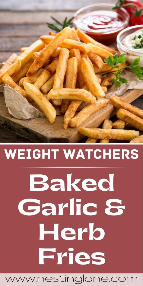 These Weight Watchers Baked Garlic & Herb Fries are a delicious and healthy side dish option that won't ruin your diet! With only a few simple ingredients, these fries are easy to prepare and packed with flavor. The combination of garlic, rosemary, and lemon zest gives these fries a tasty kick, and they are baked to crispy perfection without any added oil. This recipe is perfect for those who want to indulge in a guilt-free snack or side dish. 3 Points (New), 4 Smart Points. Garlic Parmesan Fries, Healthy Fries, Steak Side Dishes, Guilt Free Snacks, Baked Garlic, Fries Recipe, Side Dishes Recipes, Healthy Side, Smart Points