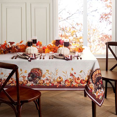 Pumpkin Tablecloth, Turkey Table, Thanksgiving Dining, Pumpkin Turkey, Thanksgiving Tablecloth, Retro Pumpkin, Turkey Pumpkin, Harvest Party, Thanksgiving Pumpkin