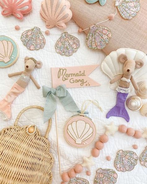 Whimsical Mermaid Birthday Party, Meri Meri Mermaid Party, Mermaid Party Aesthetic, Maileg Doll House, Blush Pink Decor, Mermaid Quilt, Magical Decor, Mermaid Theme Birthday Party, Mermaid Crafts