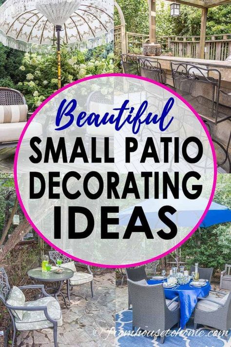 GREAT space saving small patio ideas! I love the suggestions for privacy that will make your outdoor deck or patio feel very cozy. Great for backyards or a tiny garden area. | Patio Ideas Tiny Deck, Small Patio Ideas Townhouse, Patio Ideas Townhouse, Small Patio Ideas On A Budget, Small Patio Decorating Ideas, Design Per Patio, Small Patio Decor, Small Outdoor Patios, Patio Decor Ideas