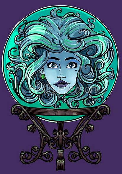 Haunted Mansion Artwork, Disney Villain Tattoo Ideas, Madame Leota Art, Madam Leota Tattoo, Madame Leota Tattoo, Disney Haunted Mansion Art, Eddie Printer, Madam Leota, Goth Castle