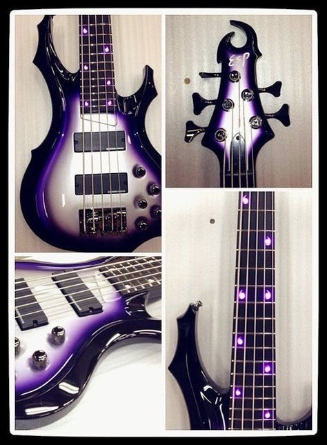 Metal Bass Guitar, Cool Bass Guitars, Bassist Aesthetic, Doris Yeh, Bass Aesthetic, Aesthetic Guitar, Electric Guitar Art, Custom Bass Guitar, Purple Guitar