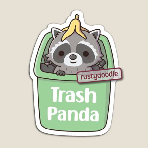 Trash Panda Drawing, Trash Panda Funny, Raccoon Drawing, Panda Drawing, Rubbish Bin, Cute Raccoon, Banana Peel, Trash Panda, Garbage Bin