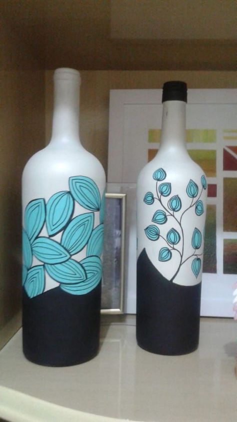 Art And Craft ideas Art Projects Diy crafts#craft_ideas_for_home_decor #modern_diy_home_decor Glass Bottle Recycling Ideas, Diy Decorations Ideas, Video For Wedding, Acrylic Painting Tutorials For Beginners, Bottle Art Projects, Glass Bottle Decor, Painting Glass Jars, Painted Glass Bottles, Wine Glass Decor