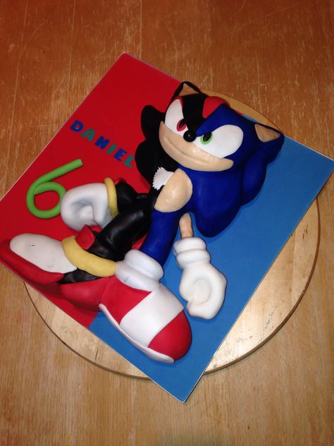 Sonic And Shadow Birthday Cake, Sonic Shadow Birthday Cake, Sonic And Shadow Cake, Shadow Cake Sonic, Sonic Shadow Cake, Shadow The Hedgehog Cake, Shadow Cake, Hedgehog Template, Sonic Birthday Cake