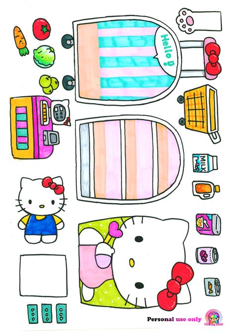 Tutorial is on my youtube Mini Grocery Store, Draw Hello Kitty, Hello Kitty Paper, Suitcase Diy, Paper Doll Craft, Diy Suitcase, Hello Kitty Shop, Paper Doll Printable Templates, House Tutorial