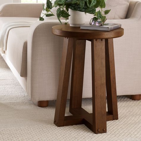 Small Corner Decor, Corner Table Living Room, Support Beam, Small End Tables, End Tables With Drawers, Wood End Table, Modern Farmhouse Living Room, Small Side Table, Living Room Side Table