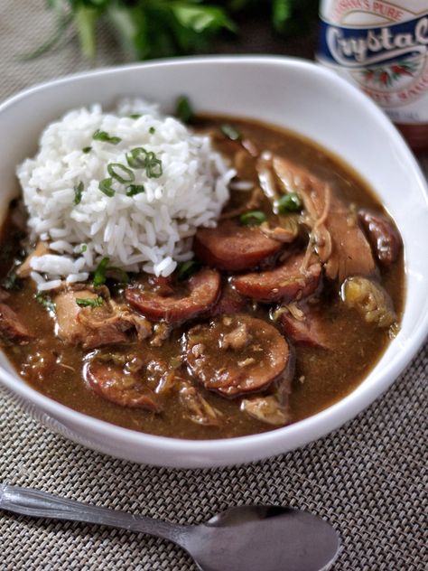 Creole Chicken and Sausage Gumbo Recipe - Coop Can Cook Turkey Gumbo, Creole Chicken, Chicken And Sausage Gumbo, Gumbo Recipe Sausage, Okra And Tomatoes, Chicken Gumbo, Chicken And Sausage, Sausage Gumbo, Gumbo Recipe