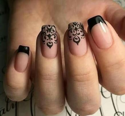 Nails Art Stamping Ideas 47 Ideas For 2019 Check more at https://nail.deko-modelle.xyz/nails-art-stamping-ideas-47-ideas-for-2019/ Nagel Stamping, Black French Nails, Unghie Nail Art, Lace Nails, Fall Nail Art Designs, Best Nail Art Designs, Stamping Nail Art, Fabulous Nails, Fancy Nails