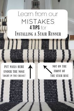 Install Stair Runner, Stairs Makeover Design, Diy Stairs Makeover, Stairs Makeover Ideas, Carpeted Stairs, Stairs Renovation, Stair Ideas, Staircase Runner, Stair Makeover