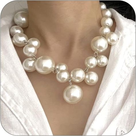 Amazon.com: Pearl Necklace for Women Chunky Pearl Necklace Big Pearl Necklace Exaggerated Large Pearl Necklace Statement Pearl Choker Necklace Wedding Jewelry Gifts for Party: Clothing, Shoes & Jewelry Choker Necklace Wedding, Big Pearl Necklace, Large Pearl Necklace, Chunky Pearl Necklace, Necklace Big, Big Pearl, Pearl Choker Necklace, Necklace Wedding, Necklace Statement