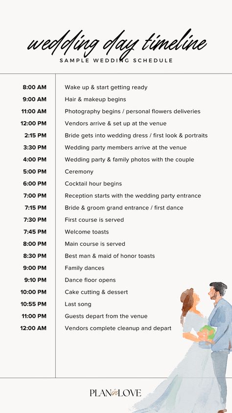 Wedding Party Schedule, Getting Ready Timeline Wedding Day, Bride Timeline Wedding Day, Sample Timeline Wedding, Itenery For Wedding, Wedding Day Timeline For Bridal Party, October Wedding Timeline, Wedding List Checklist Planners, Wedding Day Agenda