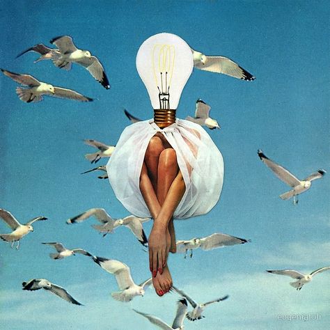 "Fleeting Déjà Vu" Art Prints by eugenialoli | Redbubble Surrealist Collage, Surreal Collage, Charcoal Drawings, Lightbulbs, Vintage Collage, Foto Art, Collage Artists, Visionary Art, Surreal Art