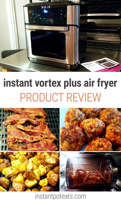 Instant Pot Vortex Plus Air Fryer Review - We tested making air fryer crispy bacon, chicken legs, chicken wings, sweet potato fries, and sausage balls. Here is our verdict! | #productreview #airfryer #instantpot #potatoes #friedchicken #bacon #convectionoven #fries #rotisserie #chicken Fries And Sausage, Airfryer Breakfast, Instant Pot Air Fryer, Air Fryer Wings, Air Fryer Review, Pressure Cooking Recipes, Air Fryer Cooking Times, Bacon Chicken, Superbowl Appetizers