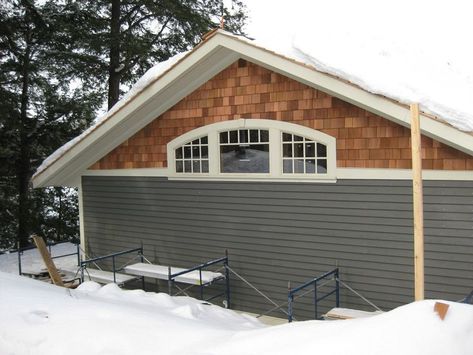 Cedar siding in gable ends. Tropical Living Room Design, Cedar Gable, Dutch Lap Vinyl Siding, Cedar Shingle Siding, Tropical Living Room, Cedar Shake, Clapboard Siding, Shingle Siding, Tropical Living