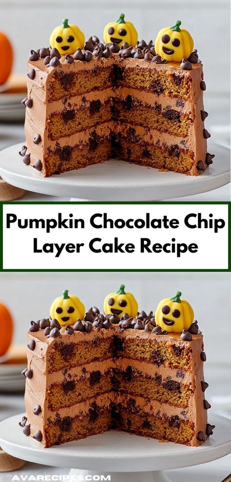 Craving a sweet treat that’s easy to make? Discover this Pumpkin Chocolate Chip Layer Cake recipe, featuring moist layers infused with pumpkin flavor and bursts of chocolate. It's an ideal dish for gatherings or cozy family dinners. Halloween Monster Cookies, Monster Cookies Recipe, Seasonal Desserts, Pumpkin Chocolate Chip, Cheese Pumpkin, Pumpkin Chocolate Chips, Delicious Pumpkin, Quick Desserts, Pumpkin Chocolate