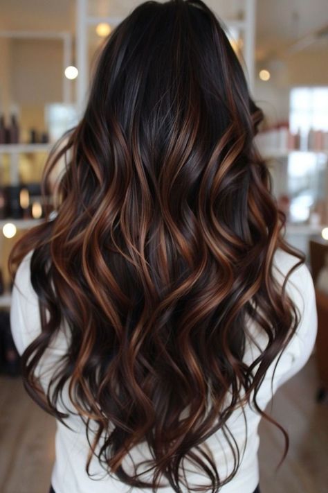 Balayage Hair For Dark Hair, Bold Balayage, Rambut Brunette, Black Hair Balayage, Chocolate Brown Hair Color, Brown Hair Looks, Brunette Hair With Highlights, Chocolate Brown Hair, Brunette Balayage