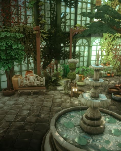 Sims 4 Greenhouse Interior, Sims 4 Romantic Garden, Sims 4 Greenhouse Ideas, Sims Greenhouse, Sims 4 Manor, Sims 4 Greenhouse, Sims 4 Cc Garden, Sims 4 Garden, Cc Sims4