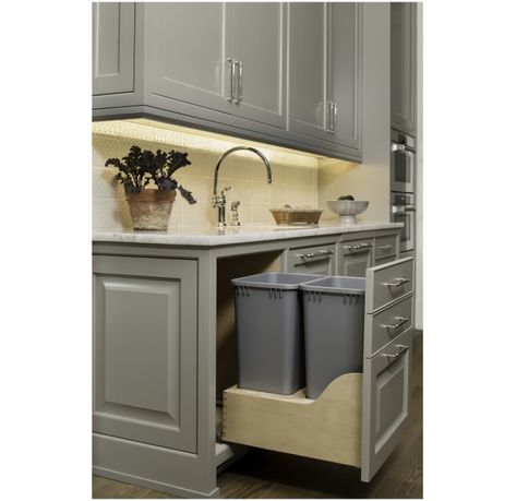 Rev-A-Shelf 4WCSC-2150DM-2 4WCSC Bottom Mount | Build.com Kitchen Pullout, Pull Out Trash Cans, Drawer Ideas, Trash Can Cabinet, Inset Cabinets, Frameless Cabinets, Trash Containers, Doors And Floors, Rev A Shelf