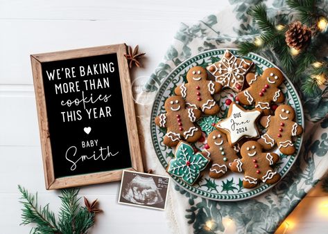 Christmas Pregnancy Announcement Baking More than Cookies this year Christmas Baby Announcement Digital Instant Pregnancy Reveal Gingerbread by LalalandBabyShoppe on Etsy Holiday Baby Announcement, Baby Announcement Digital, Announcing Pregnancy, Fall Baby Announcement, Unexpected Pregnancy, Kid Surprise, Pregnancy Congratulations, Christmas Baby Announcement, Grandparent Pregnancy Announcement