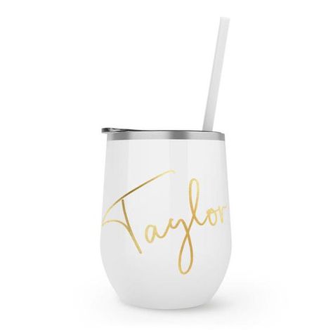 Birthday Gift - Bachelorette - Custom Gift for Her - Monogrammed Tumbler - Personalized Tumbler - Br Gifts For Bridesmaids, Personalized Wine Tumbler, White Confetti, Birthday Vacation, Gift Box Birthday, Bridesmaid Gift Boxes, Wine Cup, Stainless Steal, Graduation Gifts For Her