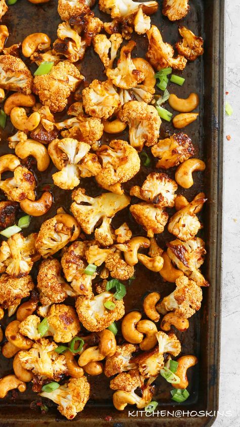 Asian Cauliflower & Cashews - Finger-licking good! | Kitchen At Hoskins Asian Cauliflower, Best Cauliflower Recipe, Burrito Bowl Meal Prep, Cauliflower Stir Fry, Vegetarian Burrito, Oven Roasted Cauliflower, Spicy Cauliflower, Asian Stir Fry, Asian Pork