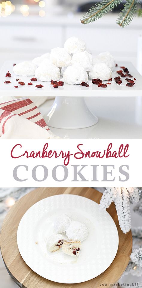 Cranberry Snowball Cookies, Cranberry Lime Snowball Cookies, Jam Filled Snowball Cookies, Buttery Snowball Cookies, Christmas Snow Ball Cookies, Muddy Snowballs Cooking With Karli, Christmas Recipes For Kids, Snowball Cookies, Cranberry Cookies