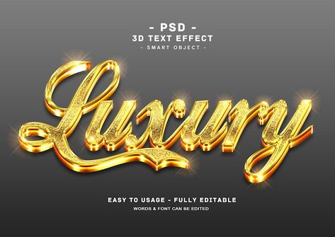 Luxury 3d golden glitter text style effe... | Premium Psd #Freepik #psd #golden-text-effect #3d-text-effect #luxury-text-effect #3d-editable-text Psd Text Effect, 3d Text Photoshop, Artistic Fonts, Photoshop Tutorial Text, Sparkle Text, Anniversary Magazine, Text Effect Photoshop, Text Games, Photoshop Video Tutorials