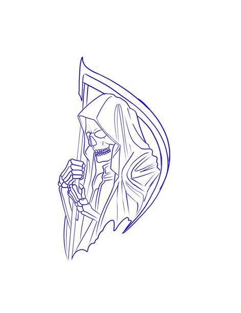 Chosen 1 Tattoo Design, Santisima Muerte Tattoo, Santa Muerte Tattoo Stencil, Grim Reaper Stencil, Reaper Tattoo Designs, Beginner Tattoo Stencils, Outline Cartoon, Traditional Tattoo Outline, Reaper Drawing