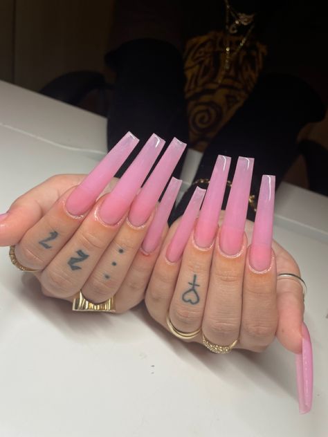 #longnails #acrylic #nails #naildesign #nailinspiration #pinknails #pink #aesthetic #nailideas Nails Acrylic Xxl, Long Nude Acrylic Nails, Clear Pink Acrylic Nails, Pink Nude Nails, Xxl Nails, Pastel Pink Nails, Nail Business, Light Pink Nails, Creative Diy Gifts