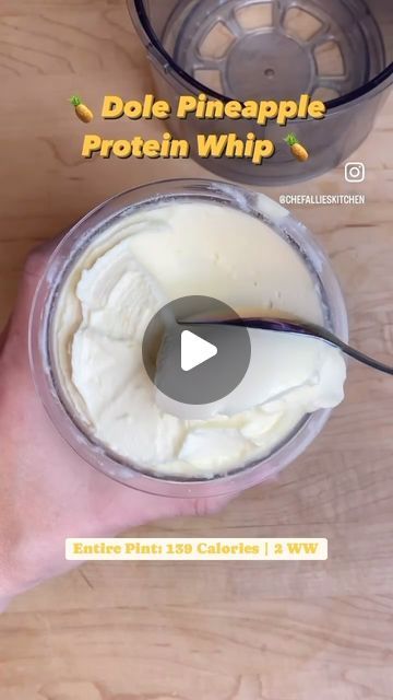 Ninja Creami Recipes | High Protein | Ice Cream on Instagram: "This recipe went viral for a reason! 😎

Video Credit: @chefallieskitchen 

Follow @creamiwrld for more daily recipes!

My Dole Pineapple Protein Whip is a luscious and creamy frozen dessert than combines the tropical flavor of pineapple with the benefits of protein! 🍍

Despite its indulgent tastes, this protein whip is less than 150 calories and only 2 WW for the ENTIRE pint, so dive into a pint and savor the taste of paradise with my irresistible delight! 🏝️

Simply comment on this post to get my Chef Allie+ app where the recipe is! Now available for Apple and Android! 🥳 (14 day free trial )

My Chef Allie+ app also calculates your calorie intakes as well as all of my recipes where you can track them into your day. Chef Al Protein Whip, Benefits Of Protein, Dole Pineapple, Protein Ice Cream, Daily Recipes, My Recipes, Calorie Intake, Video Credits, Daily Meals