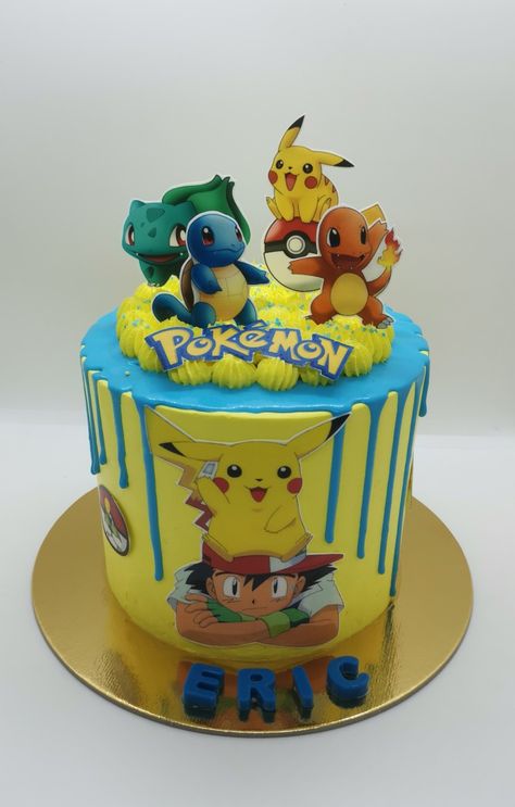 Tarta pokemon sin fondant Pokemon Birthday Cake Boys, Torte Pokemon, Pokemon Torte, Bolo Pokemon, Pokemon Cakes, Nude Cake, Pokemon Printables, Pokemon Party Decorations, Pokemon Birthday Cake