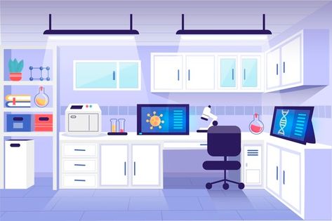 Ilustración de sala de laboratorio de di... | Free Vector #Freepik #freevector #tecnologia #dibujos-animados #ciencia #trabajo Powerpoint Background Templates, Chemistry Labs, Nostalgic Art, Laboratory Science, Medical Laboratory, Graphic Design Background Templates, Lab Equipment, Dashboard Design, Cartoon Background