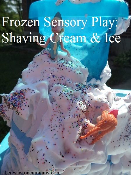 Frozen Sensory Play with Shaving Cream and Ice | There's Just One Mommy Frozen Shaving Cream, Disney Frozen Sensory Bin, Shaving Foam Sensory Play, Frozen Animals In Ice Activity, Tub Activities, Shaving Foam Messy Play, Frozen Shaving Cream Sensory Play, Sensory Tub, Sensory Tubs