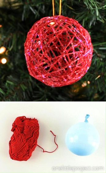 Make Your Own Christmas Ornaments, Yarn Ornaments, Yarns Ornaments, How To Make Glitter, Glitter Ball, Crafts Easter, Fun Christmas Crafts, Easter Decorations Diy Easy, Christmas Tree Ideas