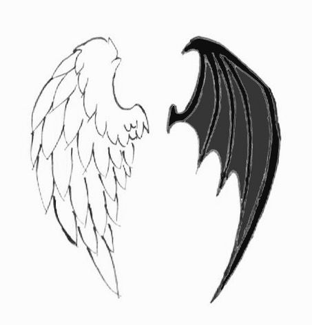 Demon Wings Drawing, Angel And Demon Wings, Angel Devil Tattoo, 천사와 악마, Wings Sketch, Angel Wings Drawing, Wings Icon, Only Angel, Demon Wings