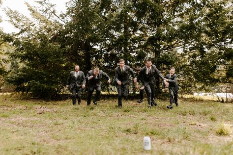 Groomsmen Beer Run, Groomsmen Chasing Beer Photo, Groomsmen Running For Beer, Beer Run Wedding Photo, Beer Wedding Photos, Groomsmen Pics, Kirby Wedding, Groomsmen Wedding Photos, Groomsmen Photography