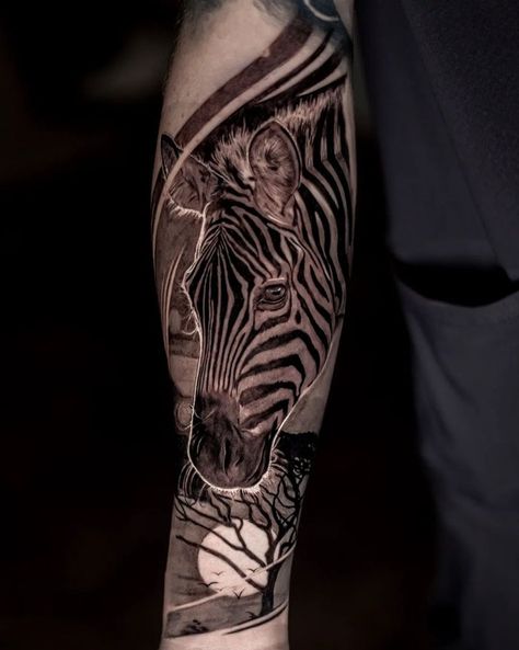 Zebra Tattoo Zebra Tattoo Ideas, Zebra Tattoo, Traditional Bear Tattoo, Colorful Bird Tattoos, Unique Animal Tattoos, Zebra Tattoos, Baby Elephant Tattoo, Small Animal Tattoos, Animal Tattoos For Men