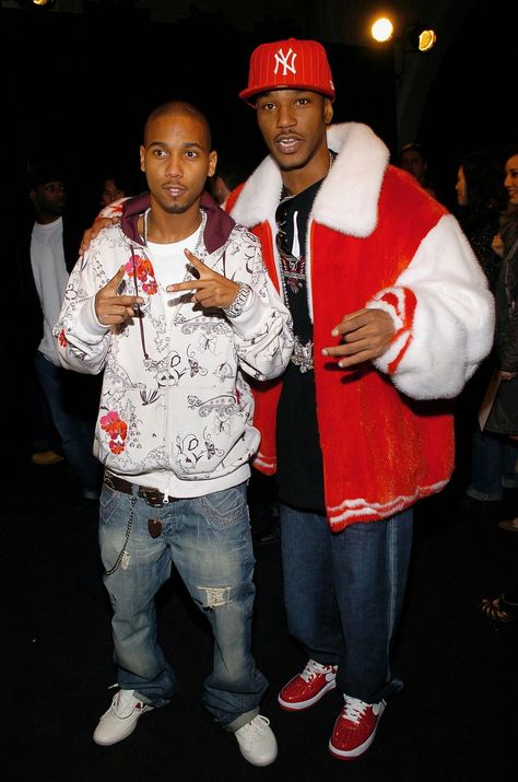 Juelz Santana & Cam'ron Early 2000s Hip Hop Fashion, 2000s Hip Hop Fashion, Juelz Santana, Cam Ron, 2006 Fashion, History Of Hip Hop, Ropa Hip Hop, Hip Hop Classics, Rapper Outfits